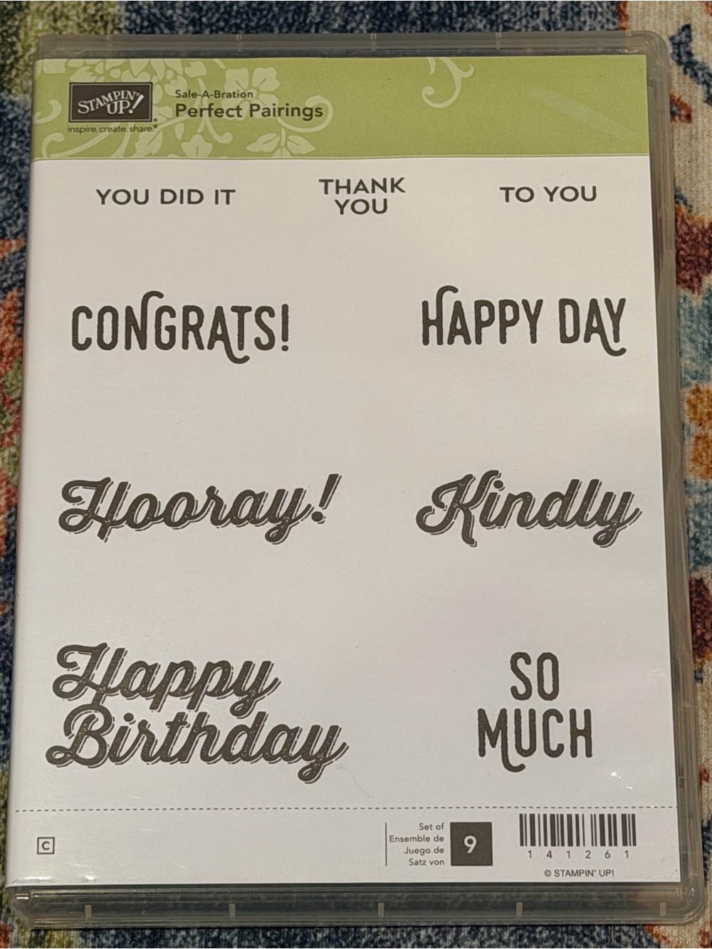 Stampin' Up! Perfect Pairings Sentiment Stamp Set - White/Green
